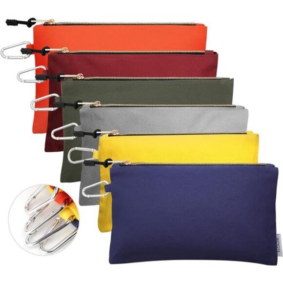 Canvas Tool Pouch Zipper Bags,16OZ(A) Utility Bags Heavy Duty Tools Pouch - Picture 1 of 8